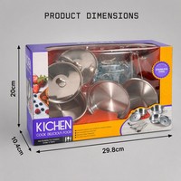 Ensemble de jeu de cuisine en acier inoxydable avec casseroles, poêles et ustensiles, jouet éducatif de jeu de rôle pour enfants, cadeau en gros