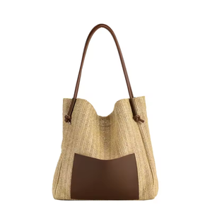 Sacs fourre-tout tissés en gros pour femmes, <span class=keywords><strong>sac</strong></span> à <span class=keywords><strong>bandoulière</strong></span> simple, grande capacité, <span class=keywords><strong>sac</strong></span> de shopping pliable, sacs de voyage et de plage - Product Image 5