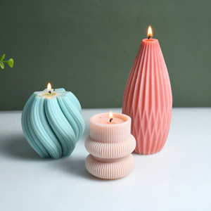Molde de Cera Geométrico DIY con Forma de Línea Simple, Moldes de Silicona con Forma de Pera + Botella de Agua para Resina y Velas - Product Image 3