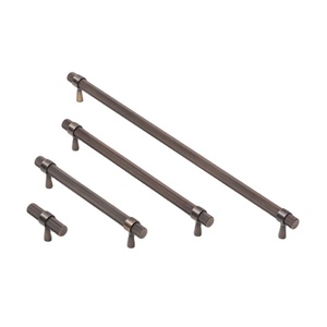 Antique <strong>Black</strong> Nickel Solid Brass Knurled T-Bar Handles <strong>Knobs</strong> for Furniture Cabinets Kitchens Drawers Wardrobes Dressers Bedroom - Product Image 1