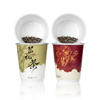 Gobelet en papier à double paroi de 10 oz avec revêtement en aluminium, filtre inférieur, pour thé instantané à préparer soi-même, logo personnalisé, jetable, pour le bureau et les voyages