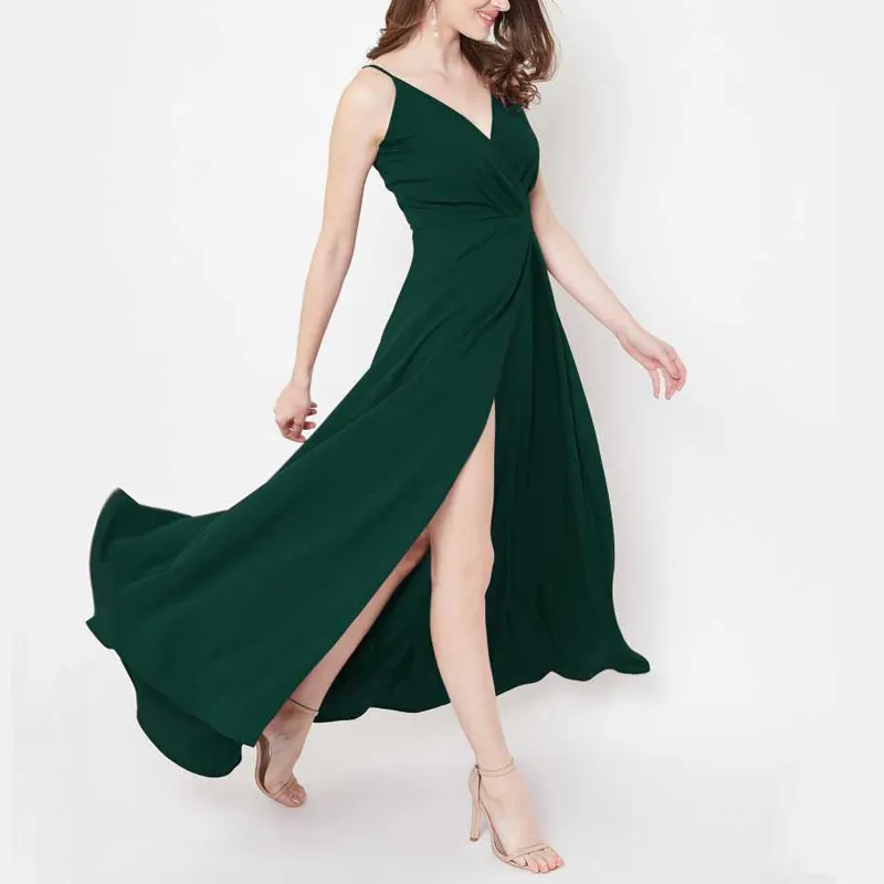 Robe longue à bretelles moulante pour femmes, taille Plus, col en V, style Vintage, mode, Sexy, été,