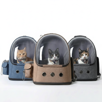Sac de transport transparent Oxford à fermeture éclair, type capsule spatiale, double bandoulière, pour animaux de compagnie (chats et chiens), idéal pour les sorties, la marche et les voyages en extérieur, imperméable et respirant