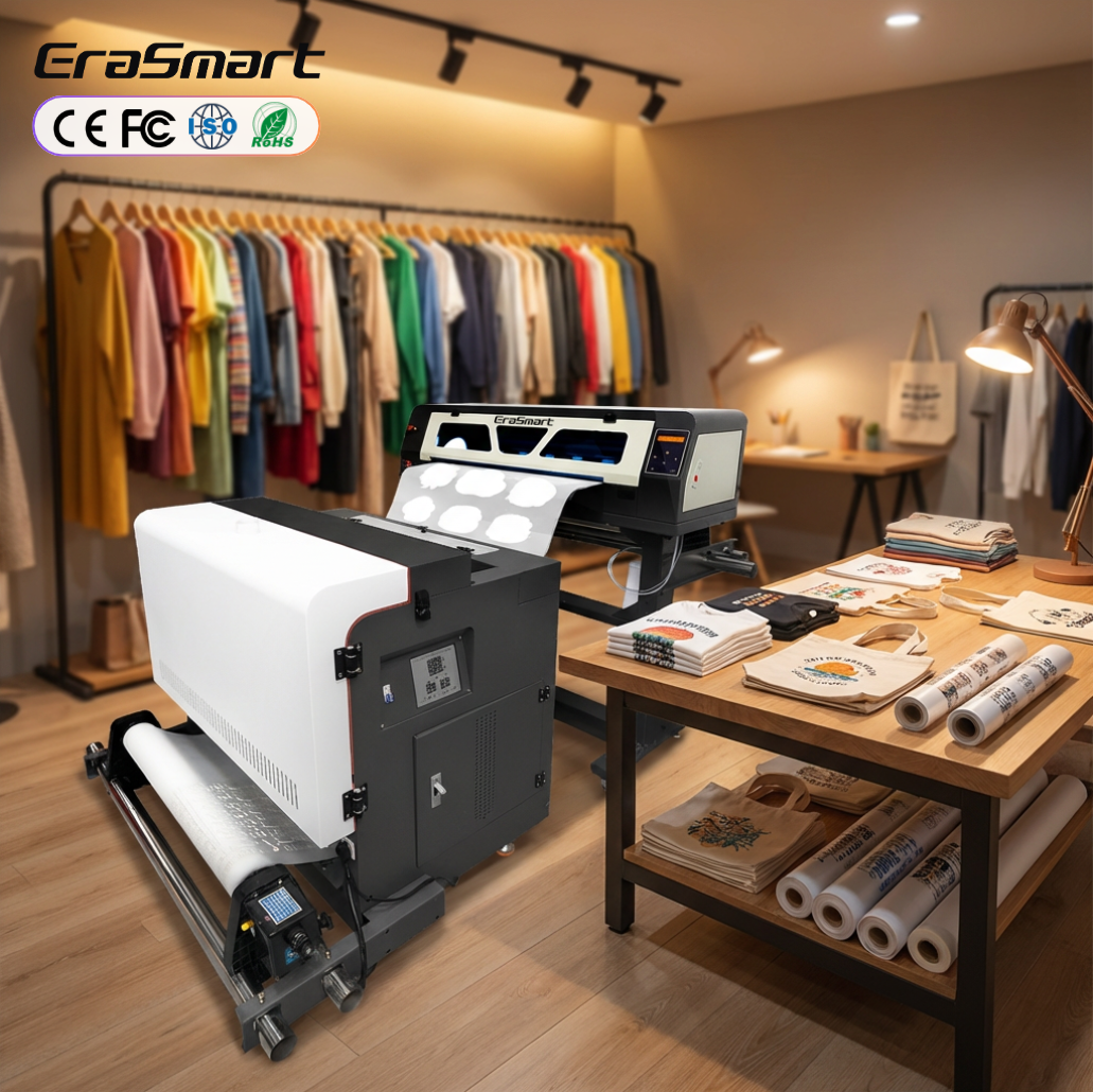 EraSmart DTF Printer 24 Inch A1 60cm DTF Double XP600 Print Head Transfer T Shirt Printing Machine With Powder Shaker Machine