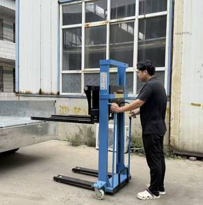 Manual <b>Hand</b> Pallet Stacker 1 Ton <b>Mini</b> Forklift with Adjustable Fork Height Warehouse Handling Equipment For Sale - Product Image 3