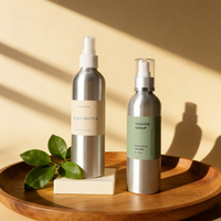 Bouteille pulvérisateur ronde en aluminium 200ml 300ml 500ml finition mate avec bouchon à vis pour le nettoyage, la maison, les voyages et les soins capillaires