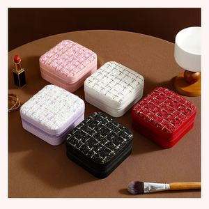 Wholesale Leather Storage Box Small Jewelry for <b>Earrings</b> Rings Travel Organizer with Compartments Portable Case Women - Product Image 3