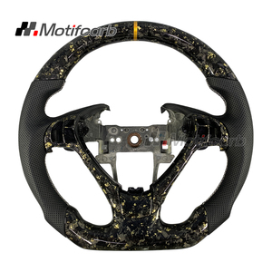 Volant personnalisé en fibre de carbone forgée dorée pour Acura TL SH-AWD 2009-2014 avec poignées en cuir perforé - Product Image 1