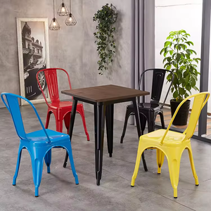 Cina fabbrica diretta fatta a buon mercato durevole in legno metallo caffè sedie e tavoli ristorante sedie tavoli per la vendita - Product Image 6