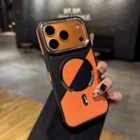 Funda para Teléfono Apple 17 Pro Max con Patrón de Cuero Texturizado Magnético, Adhesivo Lateral Electrochapado de Alta Calidad para 16, 15 Pro Max, 14