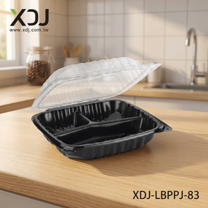 Bandeja de Plástico Negra para Alimentos XDJ, Contenedor Desechable Rectangular de PP, XDJ-LBPPJ-83 - Product Image 2