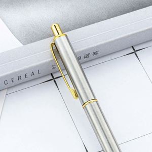 Wholesale 1.0Mm Metal <b>Retractable</b> Ballpoint Custom Logo Stainless Steel Hotel Conference Advertising Gift <b>Pens</b> - Product Image 2