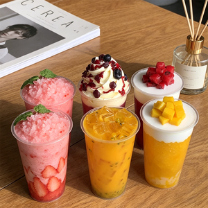 Set de Figuras de Bebidas de Frutas Artificiales Ecológicas de 500ml, Diseño Realista, Multi-Estilo, Patrón de Corazón, Té con Leche, Mango, Pitaya, Arándano - Product Image 1
