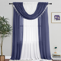 Rideau de fenêtre en voile transparent de designer, panneau complet avec cantonnière intégrée, demi-intimité, pour salon, chambre à coucher, salle à manger
