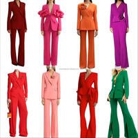 Nouvel ensemble élégant pour femme 2026 avec col et pantalon large à carreaux, ensemble deux pièces, tenue de bureau formelle boutonnée pour femme