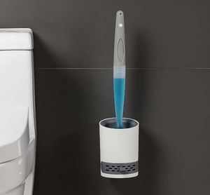 Silicone Toilet Brush Bathroom Customized <b>Refillable</b> Toilet Brush OEM & ODM Toilet Brush with <b>Soap</b> Dispenser - Product Image 6