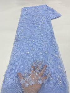 NI.AI تصميم جديد 3D زهرة الدانتيل اللؤلؤ النسيج التطريز لامعة الترتر صافي الدانتيل مطرز النسيج - Product Image 3