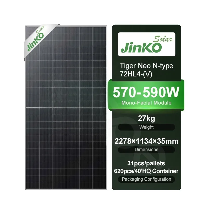 JinKO 타이거 네오 N 타입 72HL4-(V) 570-590 와트 모노-얼굴 모듈 570W 575W 580W 585W 590 W 태양 전지 패널