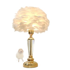 <span class=keywords><strong>Lampe</strong></span> de table LED <span class=keywords><strong>moderne</strong></span> en fer avec plumes rouges et lumière blanc chaud à intensité variable pour chambre à coucher, design tendance 220V - Product Image 6