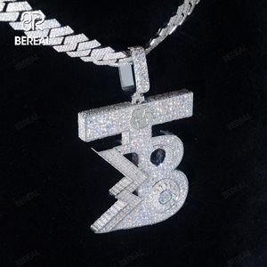 Colgante de Letra Estilo Hip Hop con Diamantes de Laboratorio VVS, Certificado IGI, con Diamantes Baguette, Cadena de Plata 925, Joyería Fina - Product Image 2
