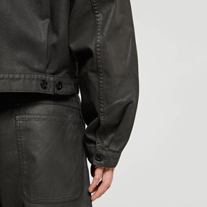 High Quality Vintage Custom Men's Black <strong>Waxed</strong> Denim <strong>Jacket</strong> Boxy CroppedCotton Twill <strong>Trucker</strong> <strong>Jacket</strong> for Men - Product Image 6