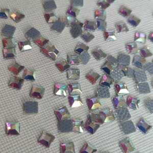ZK Crystal AB Carré 3x3mm Diamant Forme Dos Plat Strass Manucure - Product Image 6