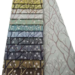 中国制造商涤纶提花梭织面料花树模式家具窗帘家纺