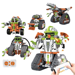 593 Stück 5 in 1 APP <span class=keywords><strong>Control</strong></span> STEM Programmier roboter Bausteine Kit Science <span class=keywords><strong>2</strong></span>,4 GHz Wiederauf lad bares RC Stunt Racer Tank 3D-Spielzeug - Product Image 1