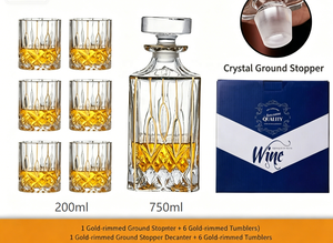Nouveau Bestseller 2026 : Ensemble Carafe à Whisky en Cristal à Bord Doré 750 ml avec 6 Verres, Logo Personnalisable, Vente Directe Usine pour Bar et Maison - Product Image 2