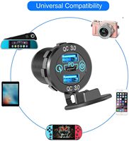 Adaptateur de chargeur de voiture USB C en aluminium 60W avec prise 30W PD3.0 et double QC3.0 avec interrupteur tactile