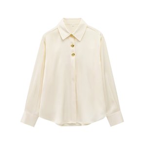SHENZHU Wanita 2025 Musim Semi Mode Baru Blus Dekorasi Gesper Emas Vintage Lengan Panjang Kemeja Wanita Blusas Atasan Chic - Product Image 2