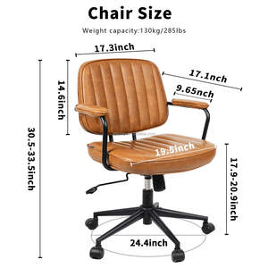 Muestra Gratuita, Silla de Salón de Belleza Giratoria Ajustable de Material PU, Silla de Oficina de Diseño Moderno de Alta Calidad, Color Marrón - Product Image 3