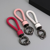 Porte-clés de voiture en corde de cuir tissé de haute qualité avec porte-clés coloré est applicable Logo personnalisé de voiture et porte-clés
