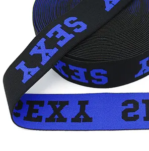 HONGLEXING custom embroidered elastic band 1 inch 100% cotton adjustable wide elastic webbing