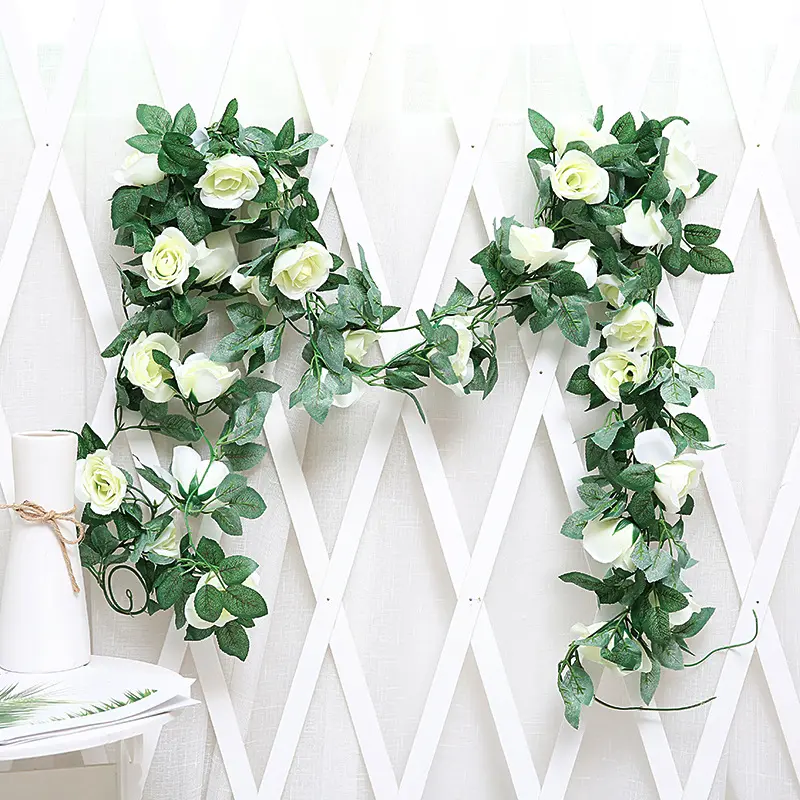 2.2m Fake Flowers High Quality Red /White Rose Outdoor Backdrop Green Artificial 3d Wall Flower Decoration