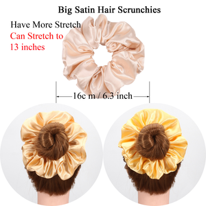 Toptan Kadın Büyük Beden XXXL Parlak Toka Lastikli Saç Bantları Esnek Kumaş Bant Saç Bağları Günlük Aksesuar Toplu Elastikler Saten - Product Image 3