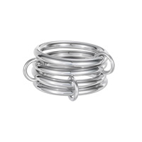 JOYE Bague multi-anneaux superposée à quatre couches pour femme, plaquée titane or 18 carats, avec pierre naturelle, élégante pour fêtes et anniversaires