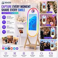 Photomaton intelligent à écran tactile grand format, moderne et élégant, avec éclairage RGB, miroir magique, impression instantanée pour les fêtes