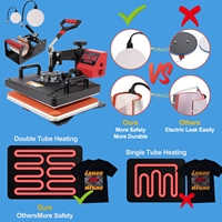 Nouvelle presse à chaud combinée 8-en-1 rouge pour sublimation de tasses magiques et impression de t-shirts - Prix