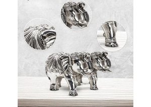 Vastu Trunk Up <b>Elephants</b> Idol Set of 2 Antique Silver Plated Decorative Figurines for Home Office Vastu <b>Decor</b> Gift - Product Image 3