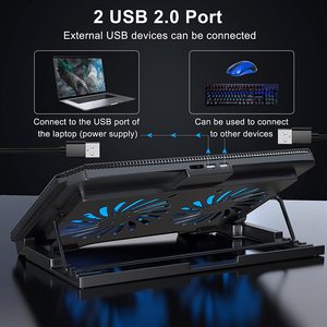 Support pour ordinateur portable de haute qualité, 5 hauteurs réglables, 2 ports USB2.0, dissipation thermique, avec ventilateurs haute vitesse pour ordinateur portable de 12 à 15,6 pouces, ergonomique - Product Image 3