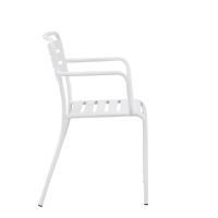 Fauteuil d'extérieur empilable en métal avec revêtement en poudre résistant aux intempéries pour patio, restaurant, jardin