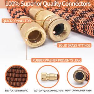 Tuyau d'arrosage extensible avec raccords en laiton massif, buse de pulvérisation 7 fonctions, enroulable et anti-corrosion – Fournisseur direct usine - Product Image 2