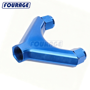 Aluminum Y Blocks <strong>Hose</strong> <strong>Pipe</strong> 3 Ways <strong>Splitter</strong> 2 X 8AN Female Flare to -10AN ORB Twin Dual Fuel Pump Surge Tank <strong>Hose</strong> Connector - Product Image 4