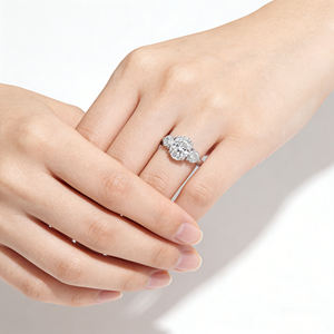 S925 Silver 14K <b>Gold</b> Plated Lab Grown Diamond Engagement <b>Ring</b> VVS-VS Quality 2pcs 0.50ct Prong Setting for <b>Men</b> Women Luxury - Product Image 5