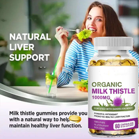 Ausreson OEM Gélules d'huile d'extrait de graines de chardon-Marie séché 1000 mg, Complément alimentaire pour la détoxification hépatique et l'amincissement, Gélules molles de chardon-Marie