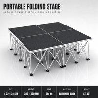 Scène mobile portable en aluminium 4x8 pieds (1,22x1,22m) – Installation rapide, capacité 750 kg/m², résistante aux intempéries pour événements et concerts en extérieur