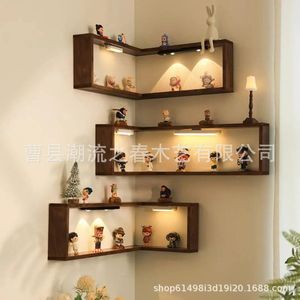 Estante esquinero de madera, decoración de pared suspendida en ángulo de 90 grados, estante de almacenamiento para esquina de pared de la sala de estar - Product Image 3