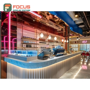 Comptoir de service à café autoportant, station de barista, étagère de caisse, comptoir de café en placage de chêne - Product Image 1