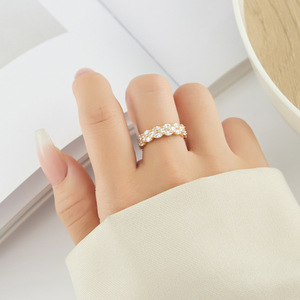 Luxurious Full Zirconium Open <b>Ring</b> Pave Setting <b>Adjustable</b> Fashion Jewelry Party Stylish Index Finger <b>Ring</b> - Product Image 2